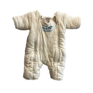 Baby Merlin's Infants White Magic Sleepsuit L 6-9 mos Double Zip Cotton Swaddle